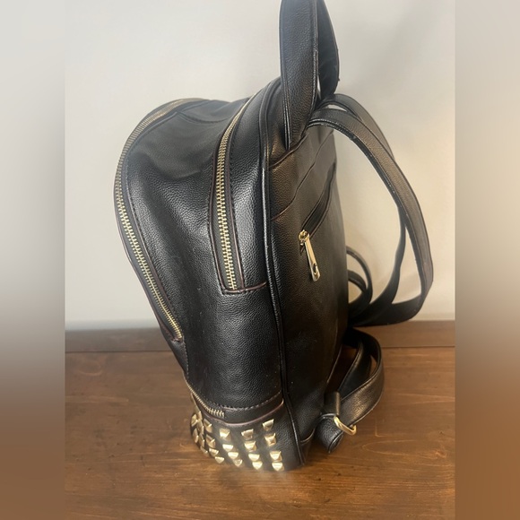 A Fashion inspired  Medium Studded Pebbled Vegan Leather Backpack - Picture 8 of 8